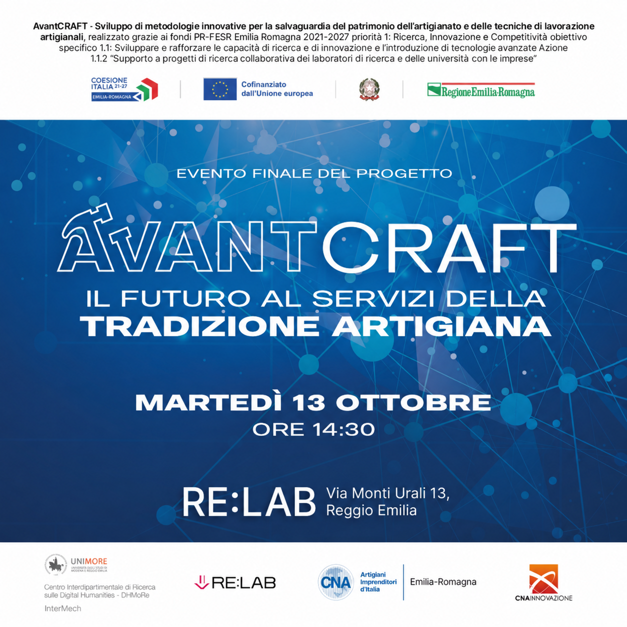 Pubblicato il programma dell'evento finale di AvantCRAFT del 13 ottobre 2026